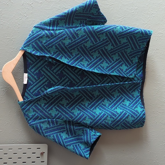 Louizon Woven Blue & Green Boxy Blazer - Picture 1 of 6